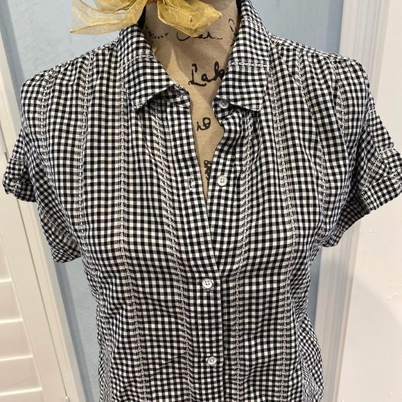 Cloth & Stone Women’s Black/White Checkered Top XS - Picture 3 of 9